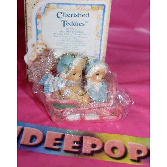 Cherished Teddies Our First Christmas Bundled Up For The Holidays Figurine 1994 - Picture 2 of 6